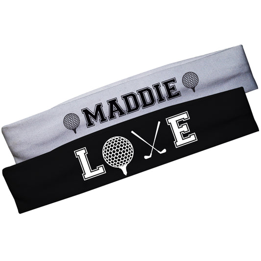 Golf Name Black and White Headband Set
