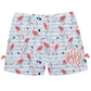 Flamingos Personalized Monogram Light Blue and White Stripes Bows Short