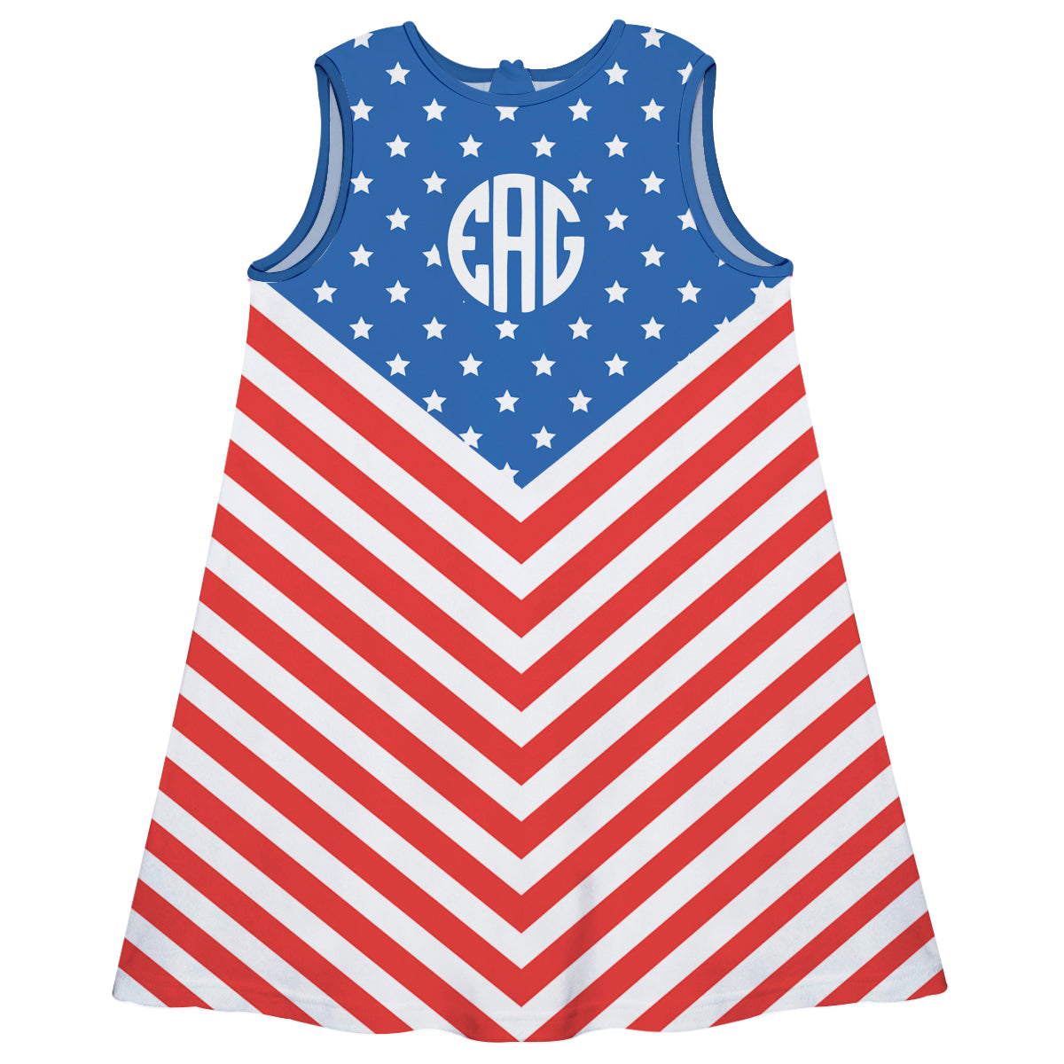 Americana Monogram Blue White and Red A Line Dress - Wimziy&Co.