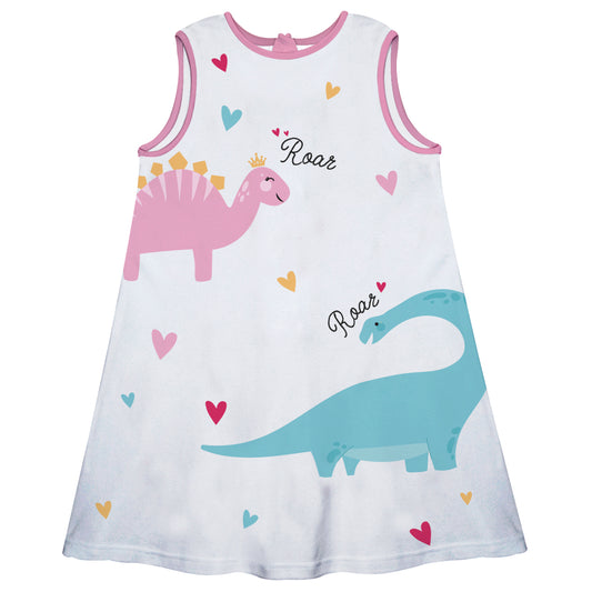 Dinosaur White A Line Dress