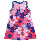Flowers Print Pink and Purple A Line Dress