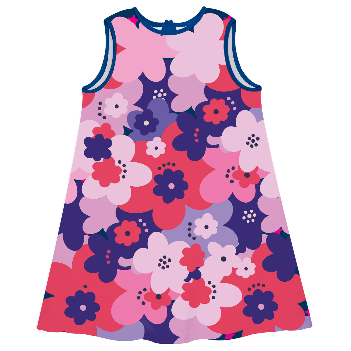 Flowers Print Pink and Purple A Line Dress