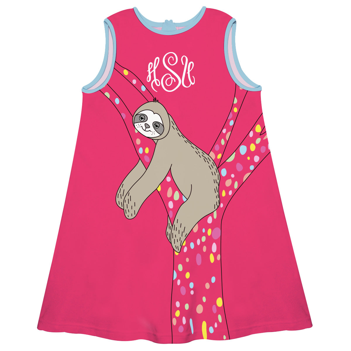 Sloth Monogram Hot Pink A Line Dress - Wimziy&Co.