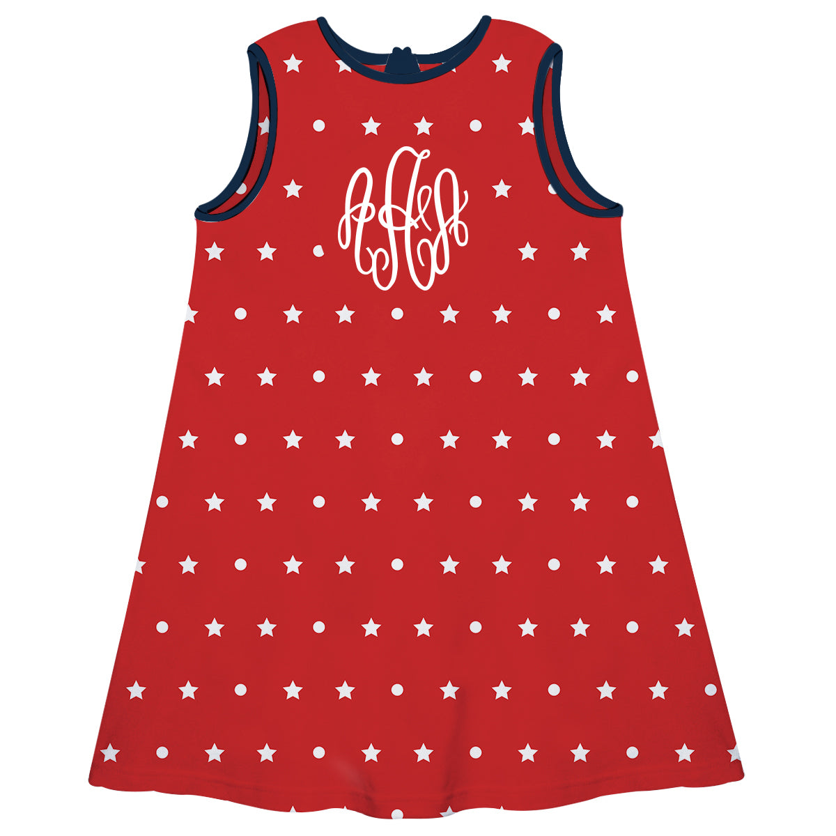 Stars Print Monogram Red A Line Dress - Wimziy&Co.