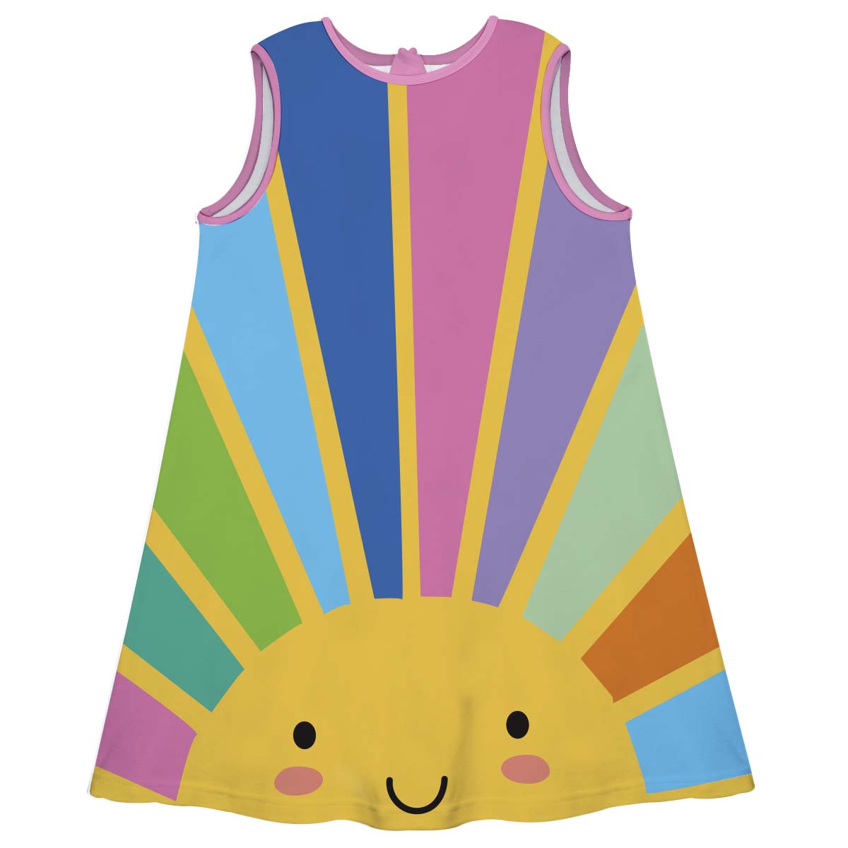 Sun Pink Blue and Purple Stripe A Line Dress