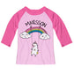 Unicorn Name Pink Raglan Tee Shirt 3/4 Sleeve