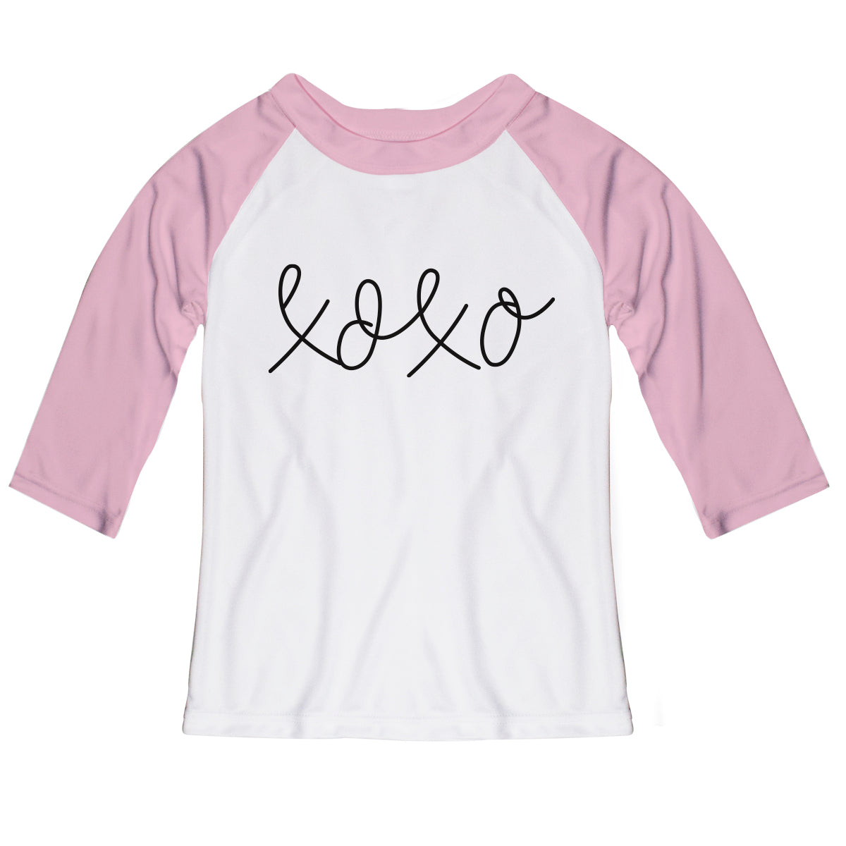 XOXO White and Pink Raglan Tee Shirt 3/4 Sleeve