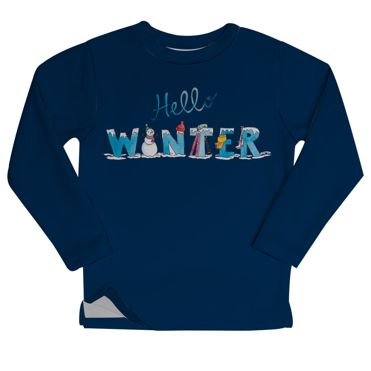 Hello Winter Navy Fleece Boys Sweatshirt Side Vents