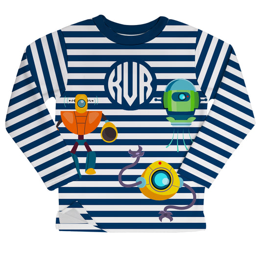 Robot Navy Fleece Sweatshirt With Side Vents