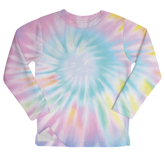 Tie Dye Pink and Blue Fleece Sweatshirt Side Vents