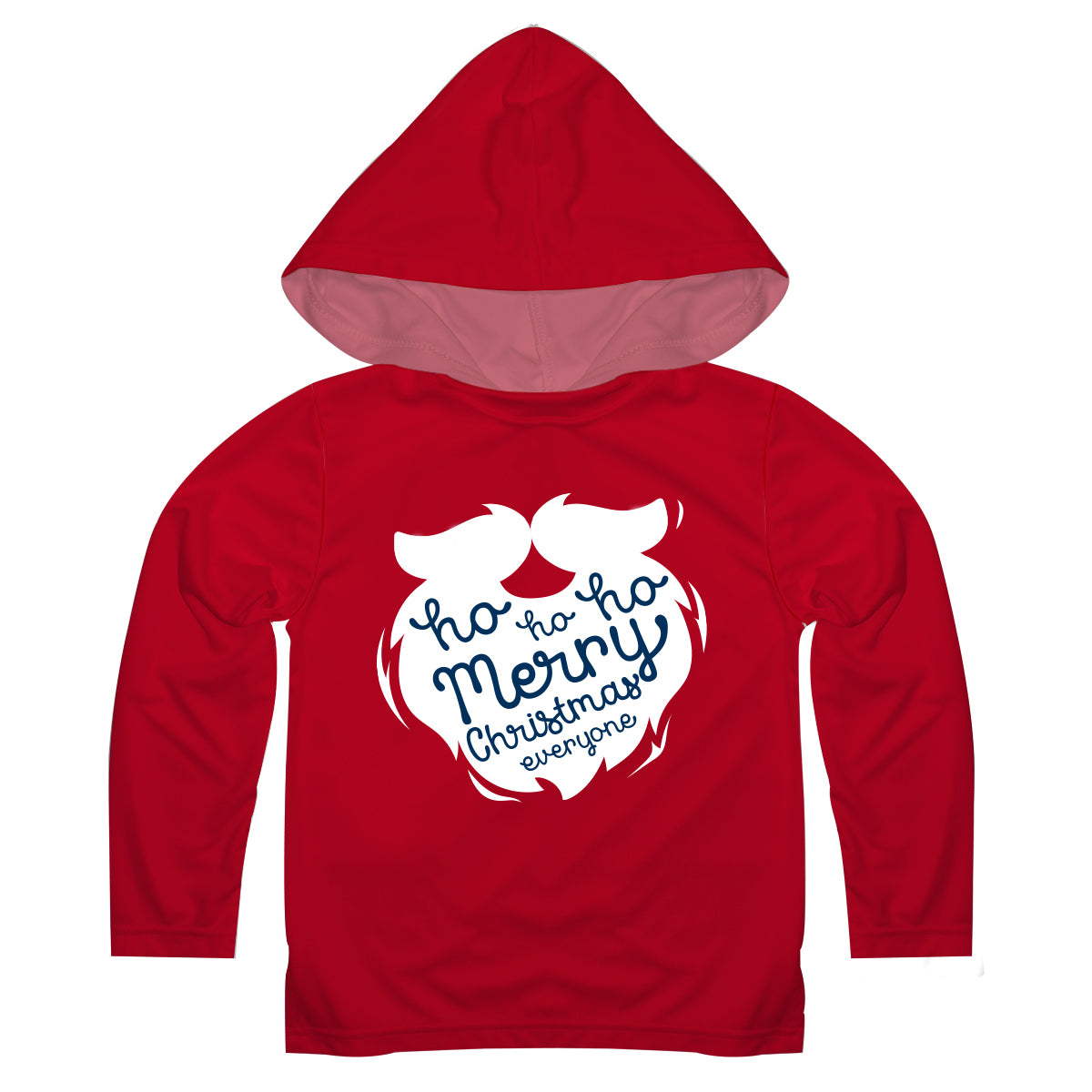 Ho Ho Ho Merry Christmas Red Long Hoodie Boys Tee Shirt