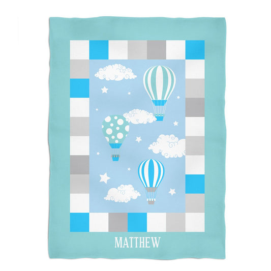 Balloons Gray and Blue Plush Minky Throw