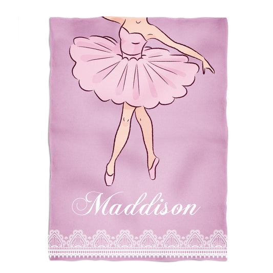 Ballerina Personalized Name Pink Plush Minky Throw