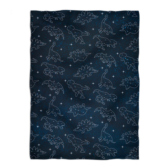 Dinosaurs Print Navy Minky Throw Blanket
