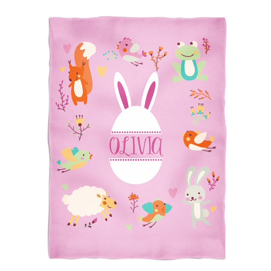Cute Animals Name Pink Minky Blanket