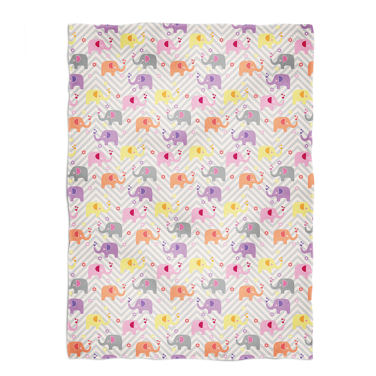 Elephant Print White Plush Minky Throw