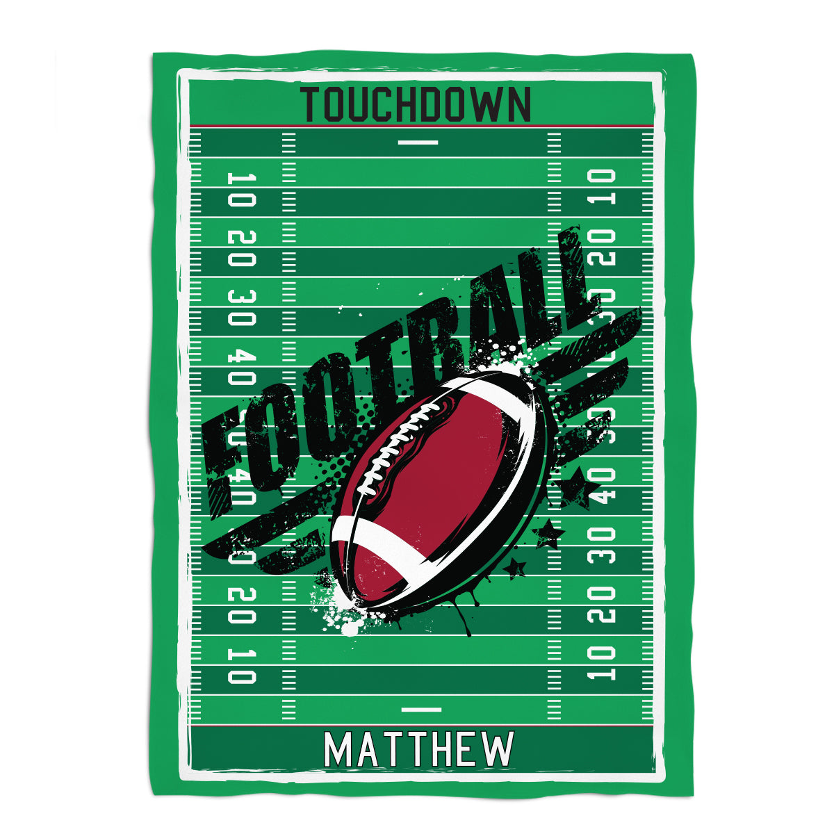 Football Personalized Name Green Plush Minky Throw