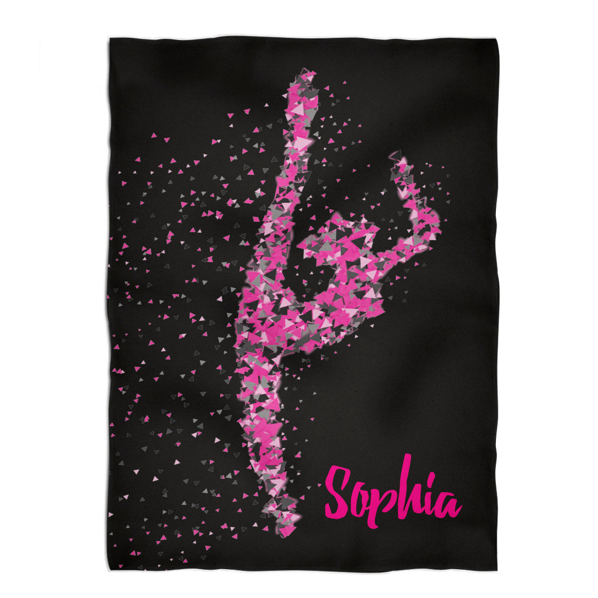 Gymnast Personalized Name Black Minky Throw Blanket