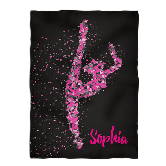 Gymnast Personalized Name Black Minky Throw Blanket