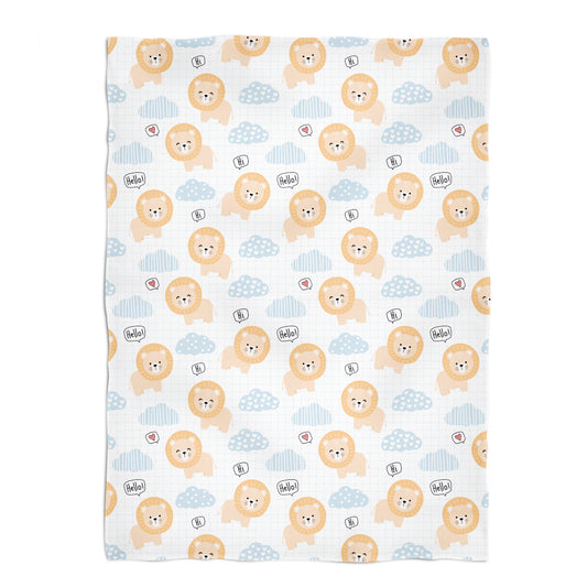 Lion Print White Minky Throw