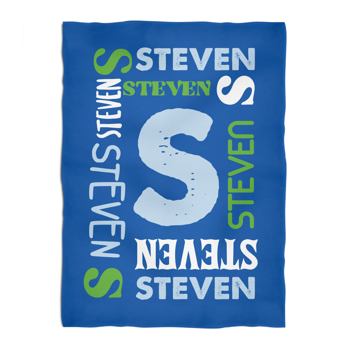 Personalized Initial and Name Blue Minky Throw