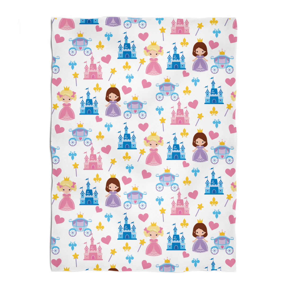 Princess Castle and Carriage White Fleece Blanket 40 x 58""