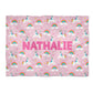 Unicorn Print Personalized Name Pink Minky Throw Blanket
