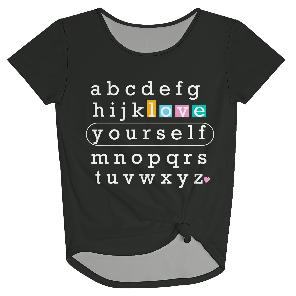 Alphabet Love Yourself Black Knot Top - Wimziy&Co.