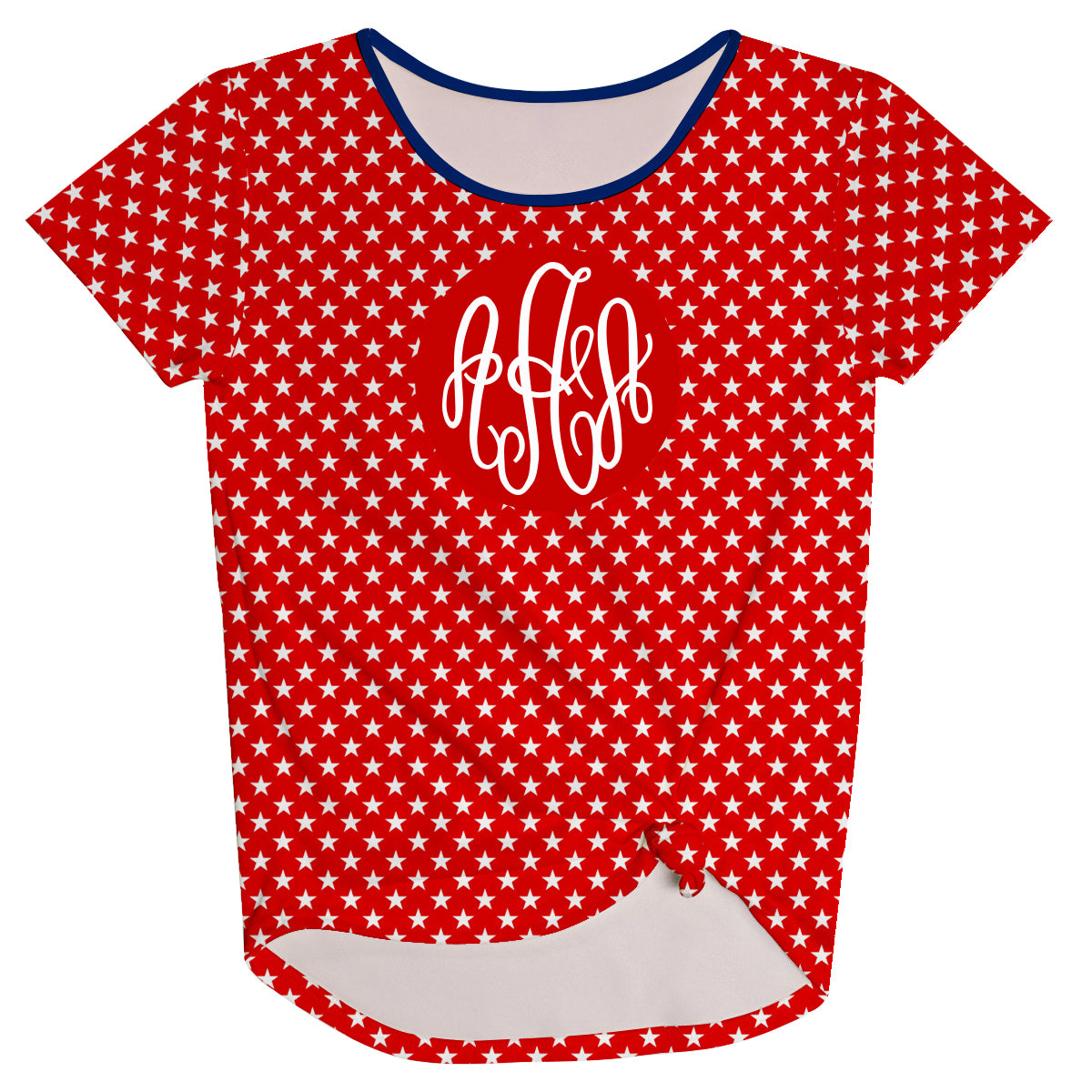 Americana Stars Print Monogram Red Knot Top - Wimziy&Co.