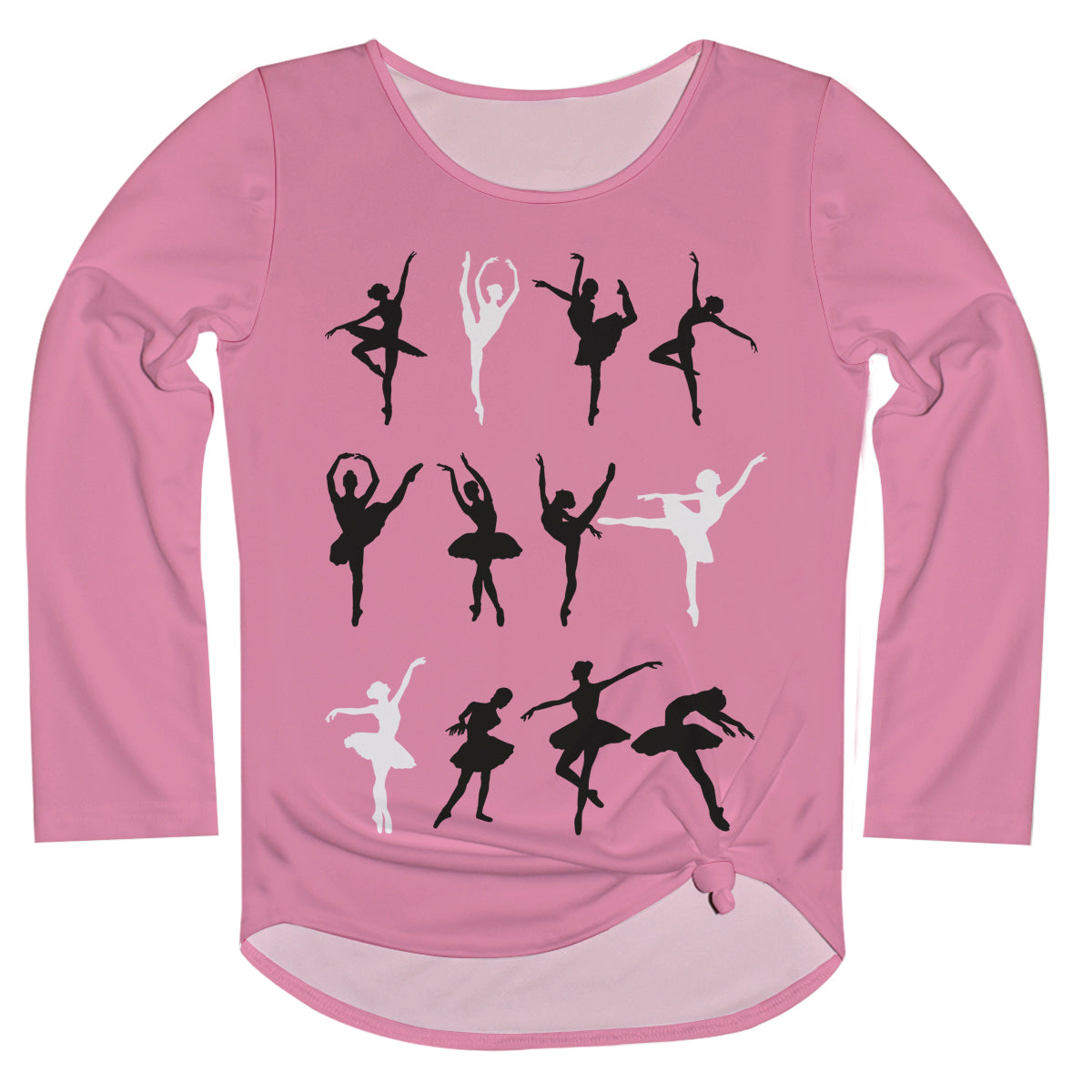 Ballerina Silhouette Pink Long Sleeve Knot Top
