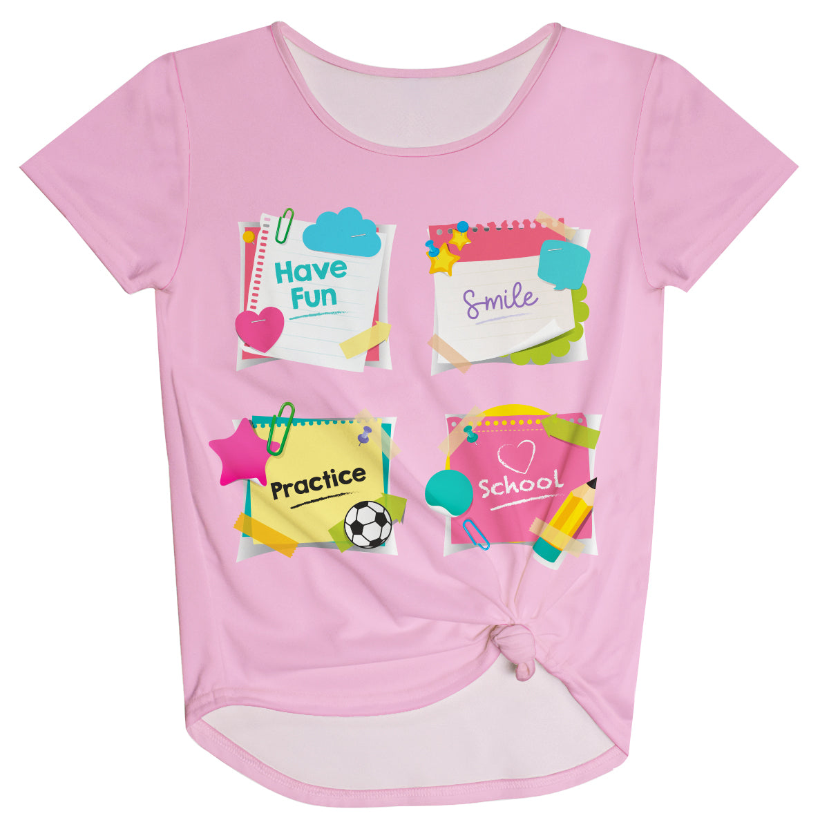 Notes Back To School Pink Knot Top - Wimziy&Co.