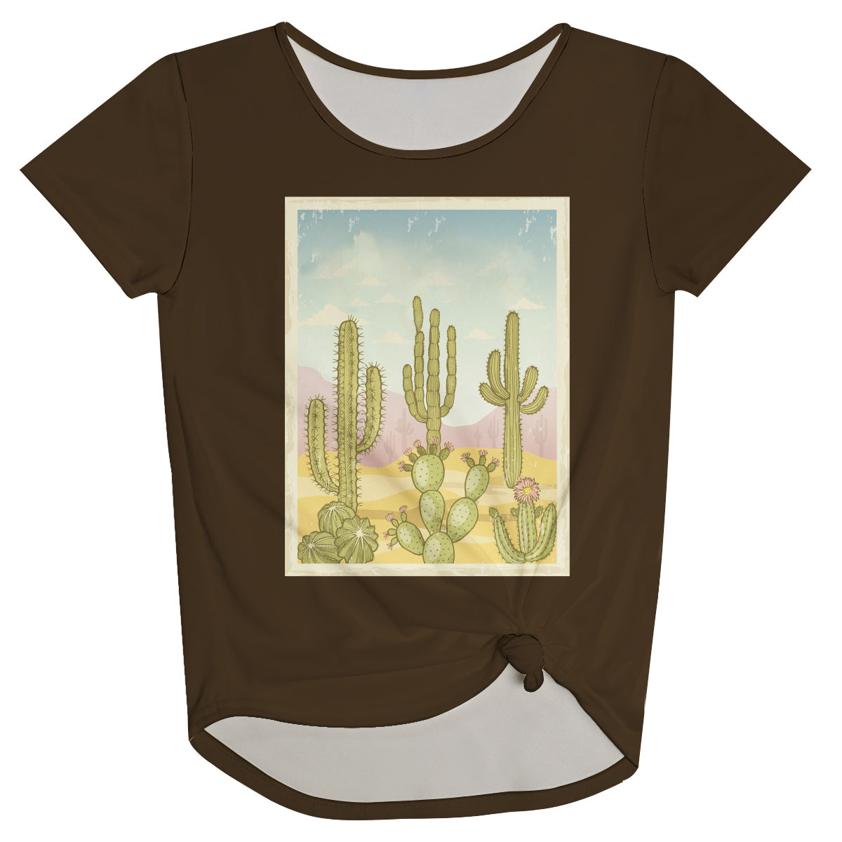 Cactus and Personalized  Name Brown Knot Top - Wimziy&Co.