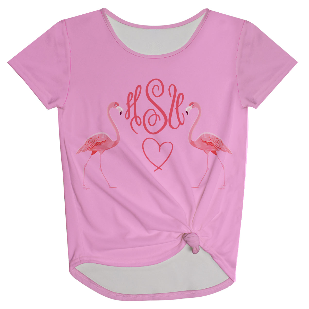 Flamingos Monogram Pink Knot Top