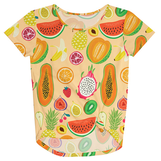 Fruits Print Peach Knot Top
