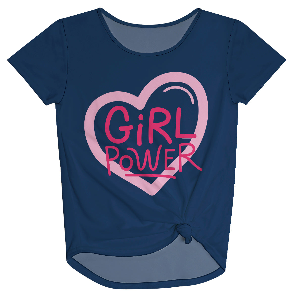 Girl Power Navy Short Sleeve Knot Top