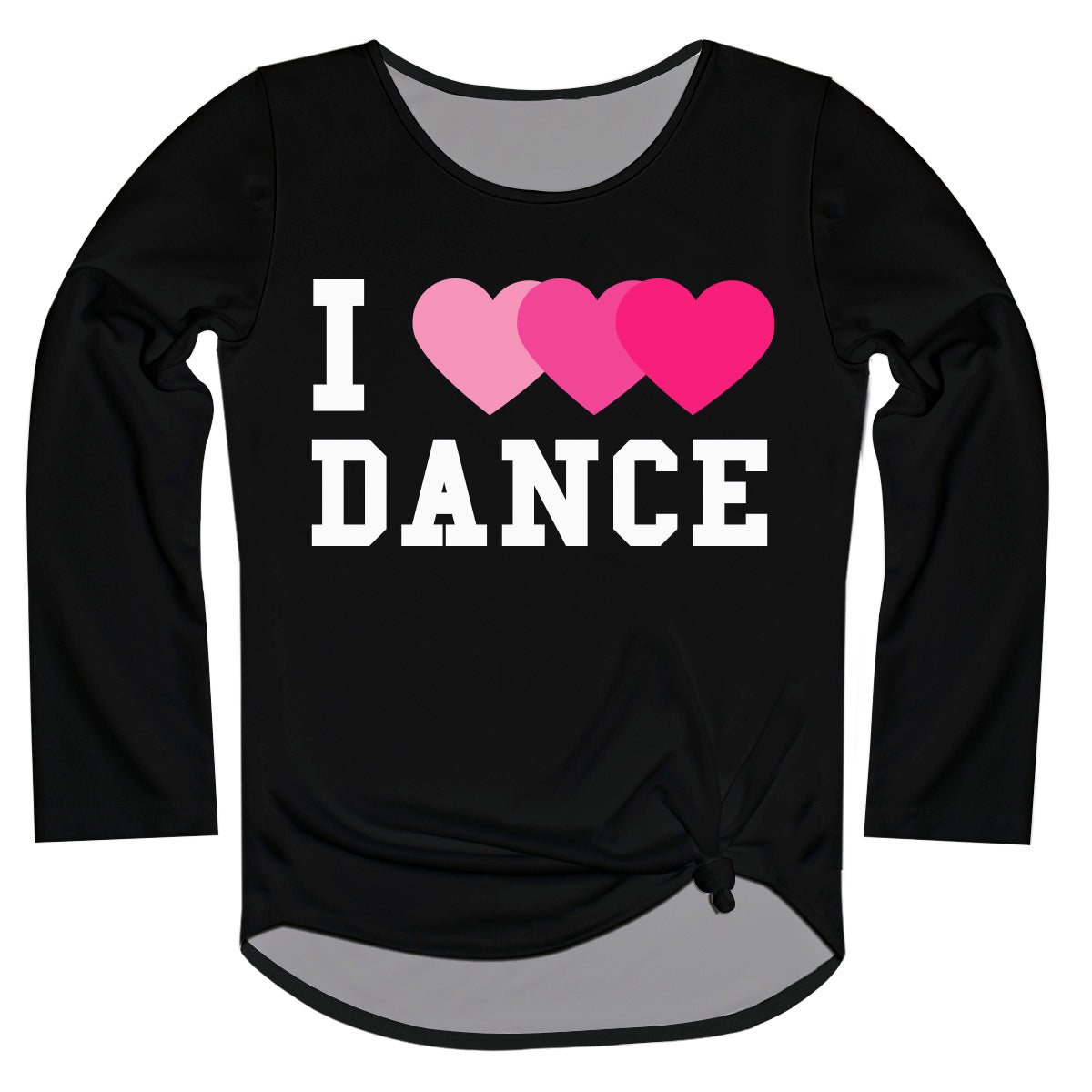 I Love Dance Black Long Sleeve Knot Top