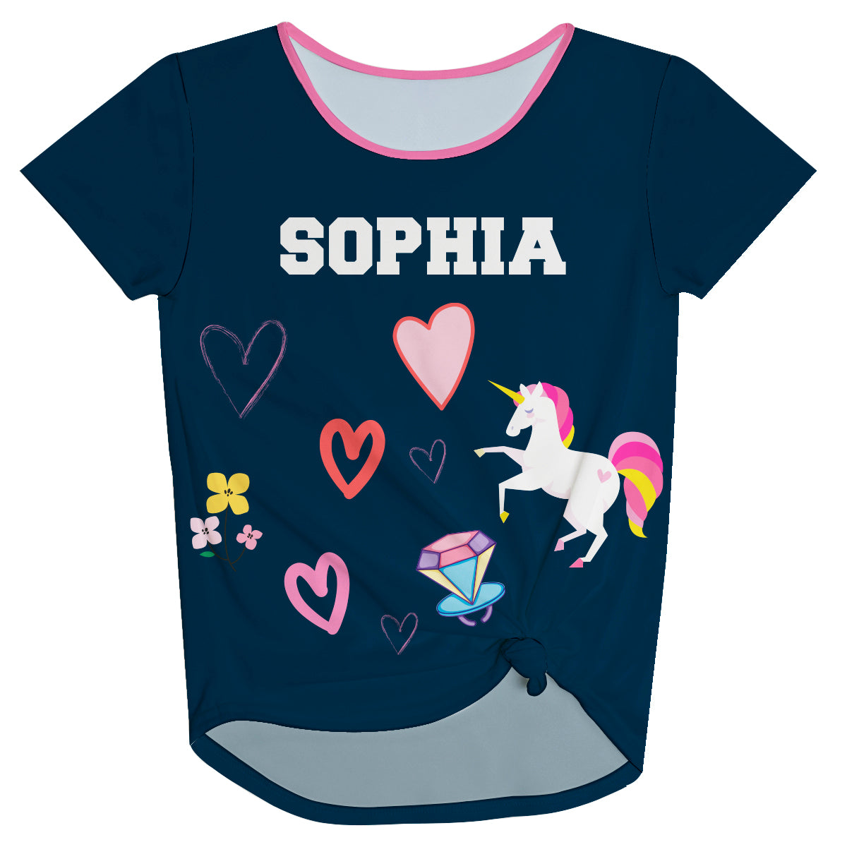 Magical Personalized Name Navy Knot Top