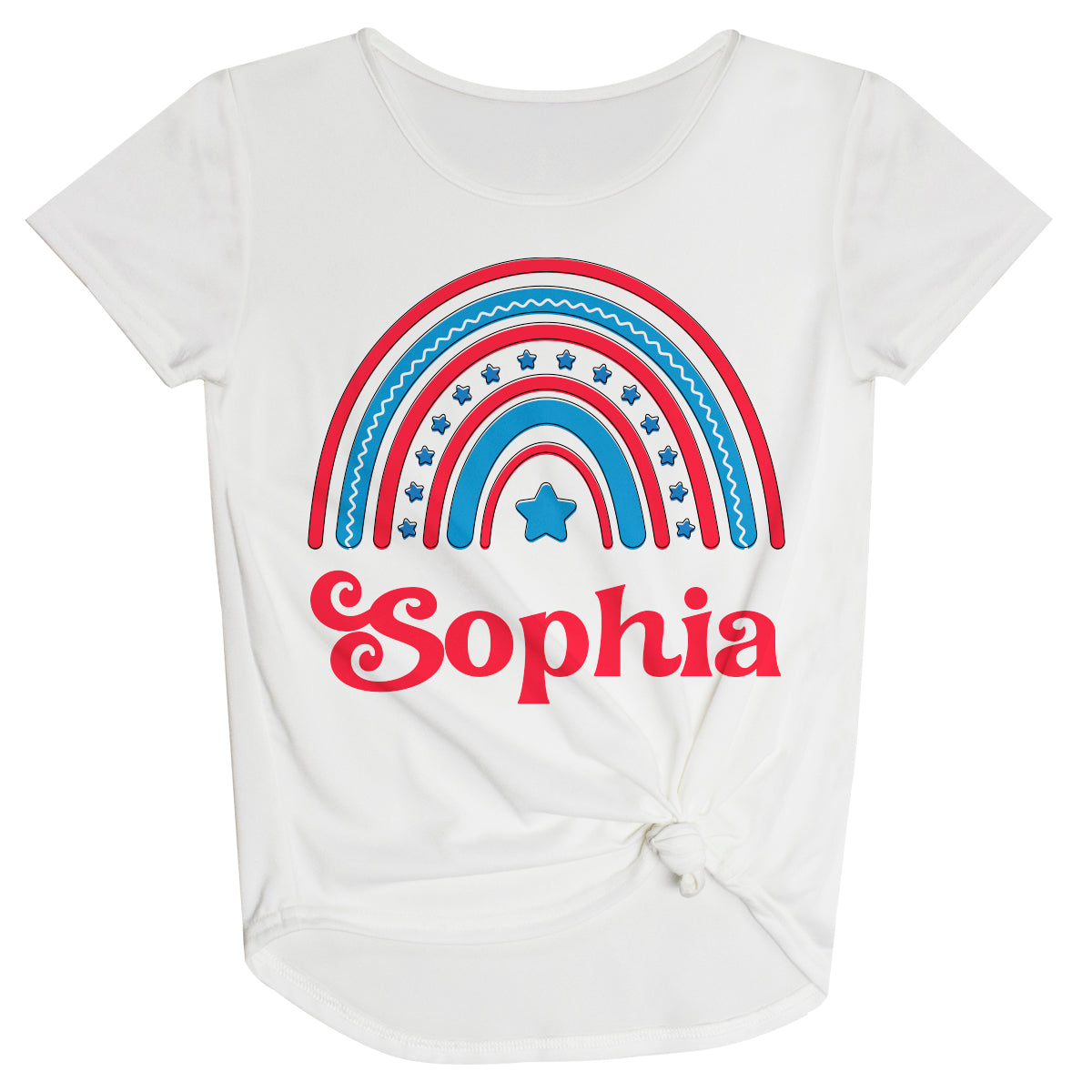 Rainbow Flag Personalized Name White and Red Knot Top