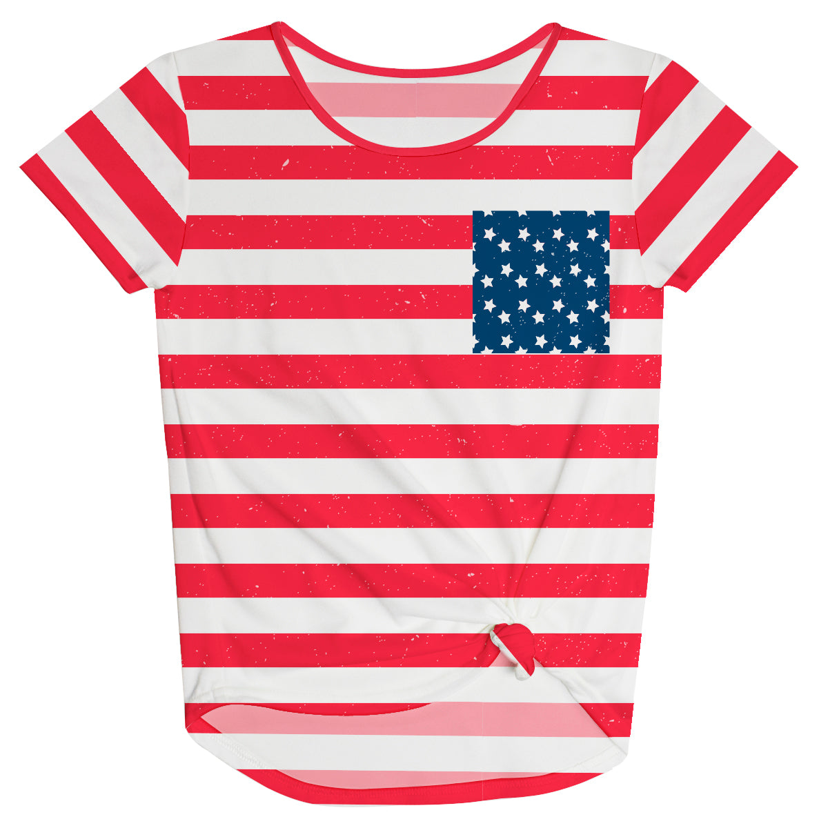 Stars Print Red White and Navy Stripes Knot Top
