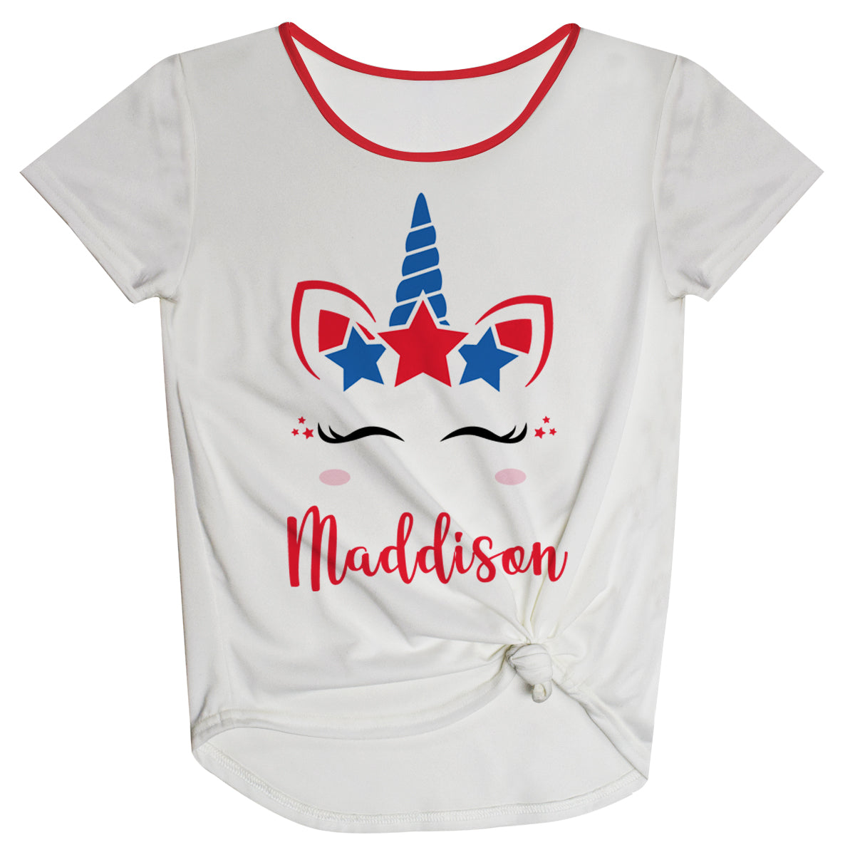 Unicorn Personalized Name White Knot Top - Wimziy&Co.