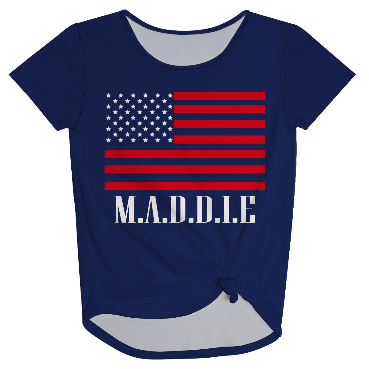 USA Flag Name Navy Knot Top
