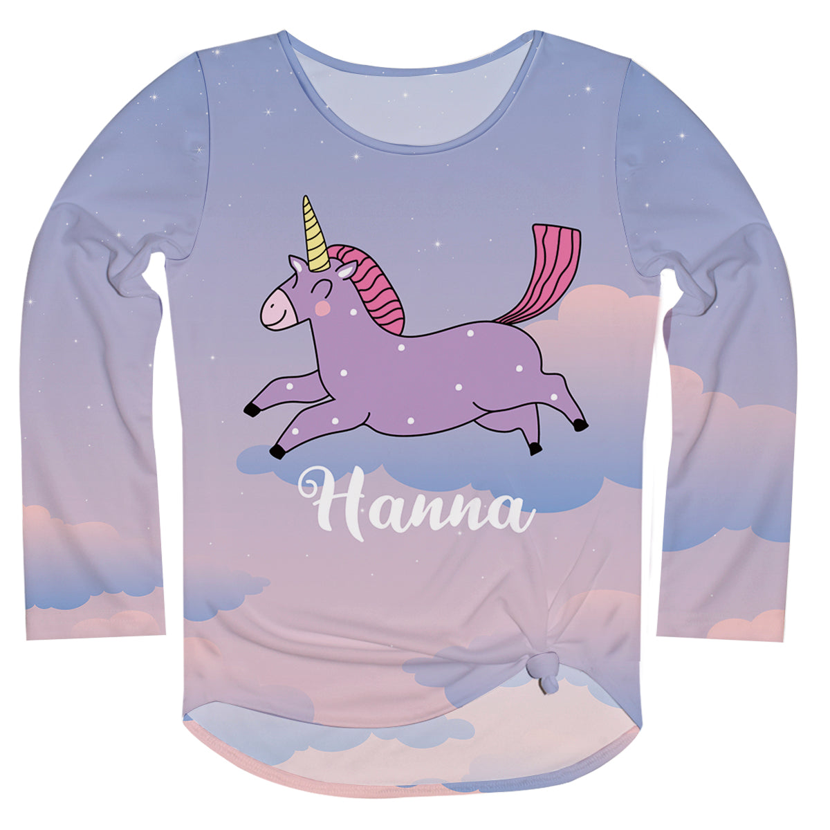 Unicorn Name Purple Long Sleeve Knot Top