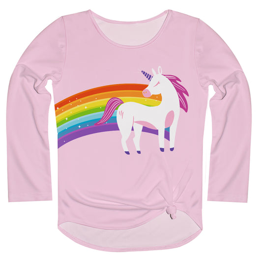 Unicorn Pink Long Sleeve Knot Top