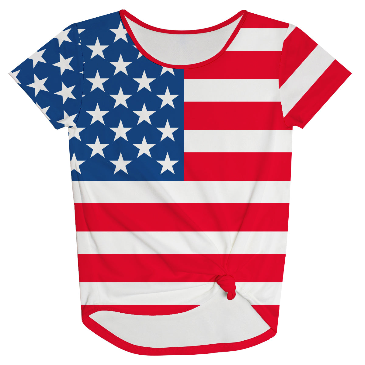 USA Flag Navy White and Red Knot Top