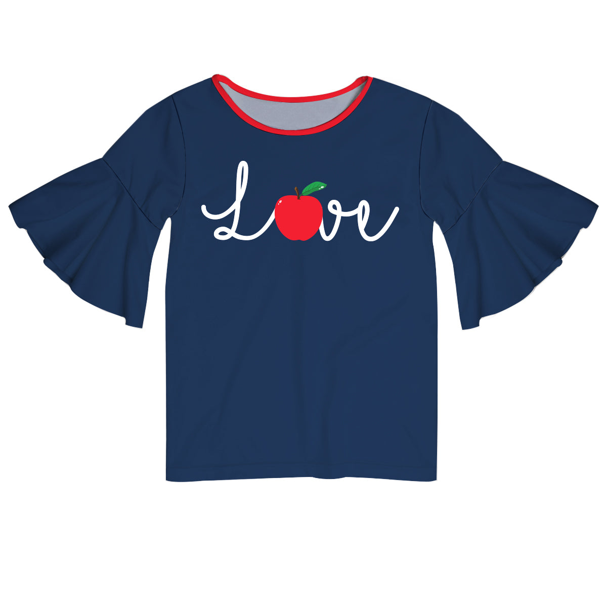 Love Apple Navy Short Sleeve Ruffle Top - Wimziy&Co.