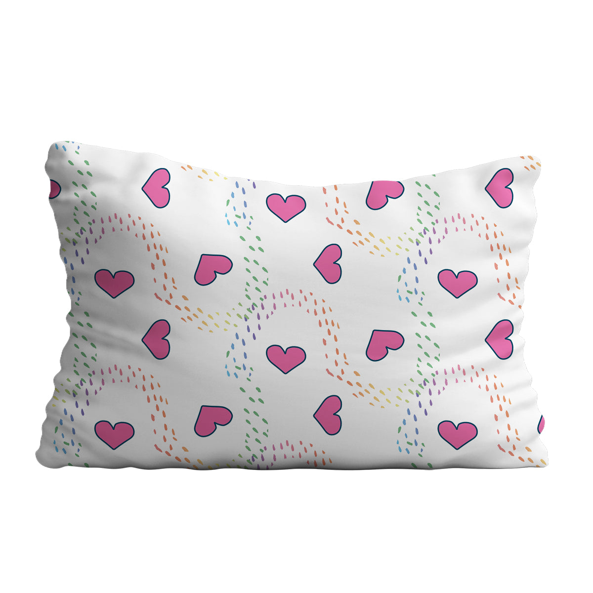 Hearts Print White Pillow Case 20 x 27""