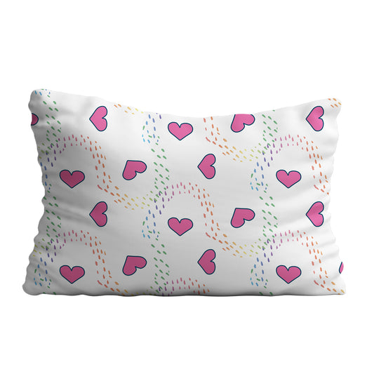 Hearts Print White Pillow Case 20 x 27""