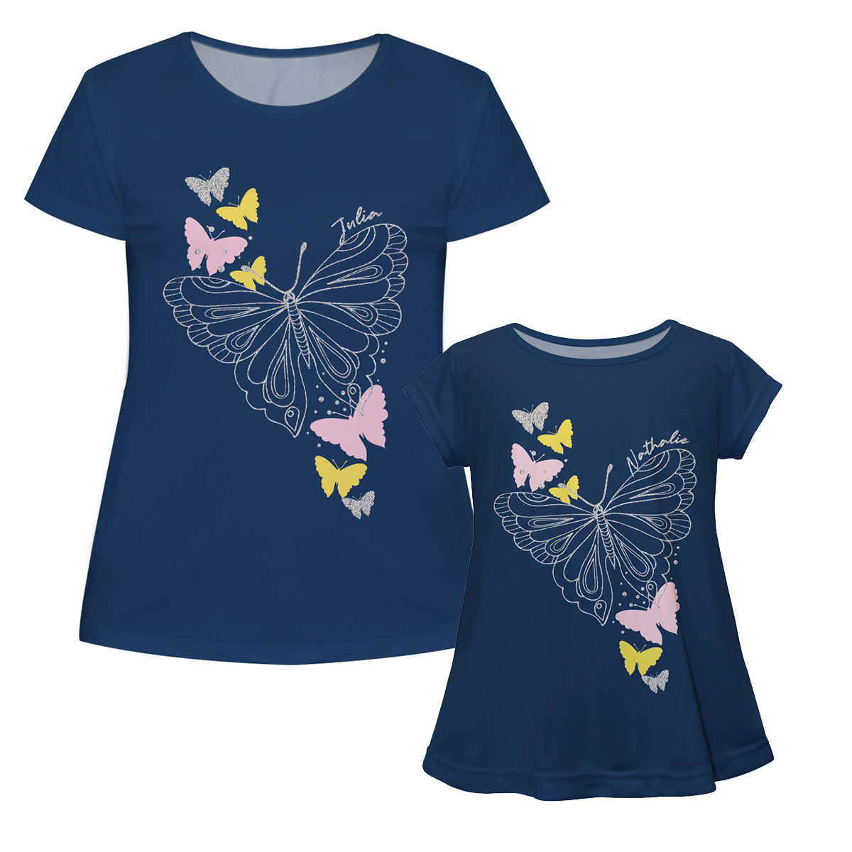 Butterfly Navy Short Sleeve Laurie Top - Wimziy&Co.