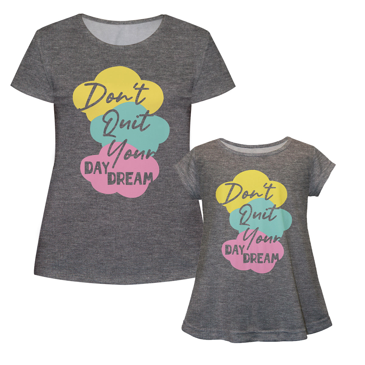 Dont Quit Your Day Dreams Gray Short Sleeve Laurie Top - Wimziy&Co.