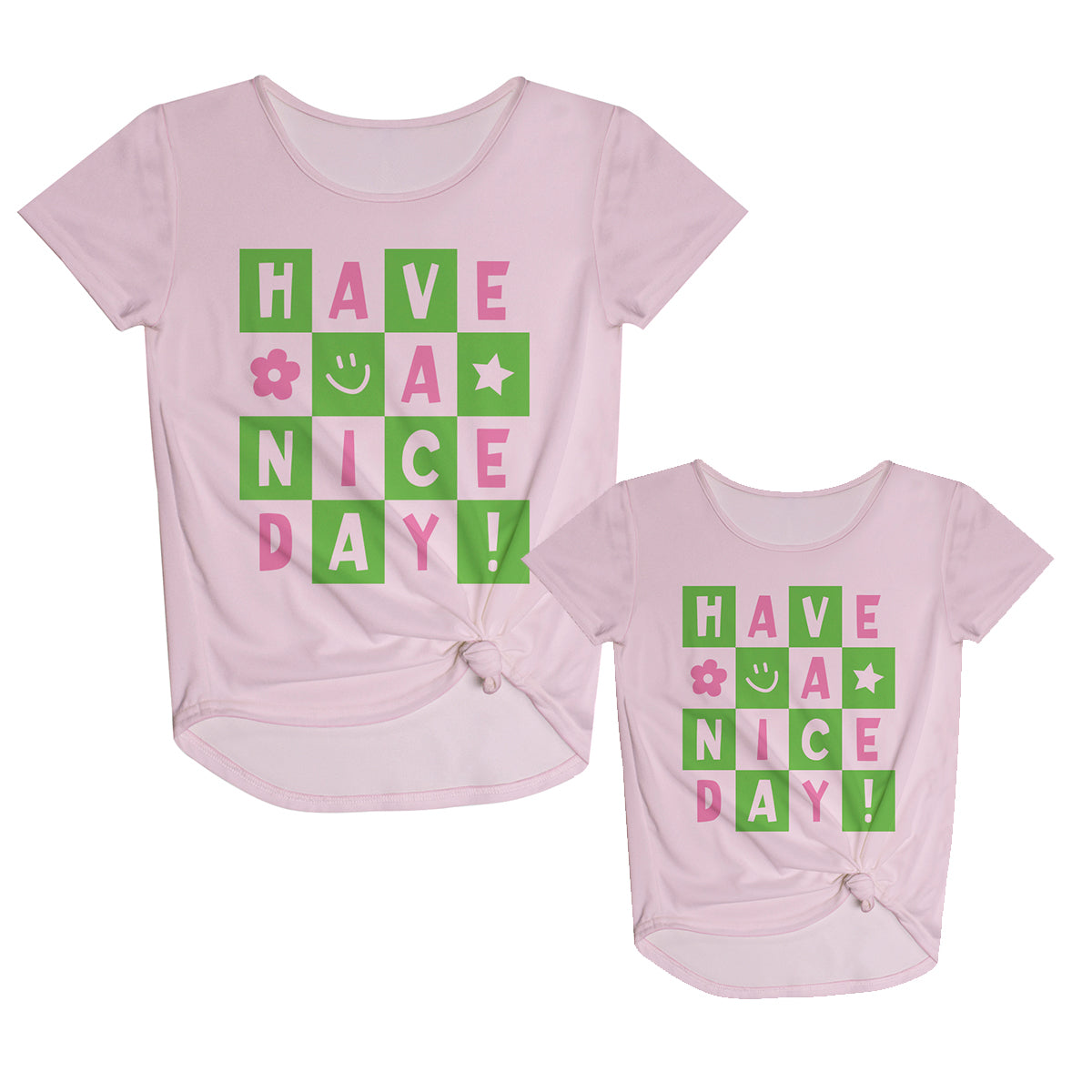 Have A Nice Day Pink Short Sleeve Knot Top - Wimziy&Co.